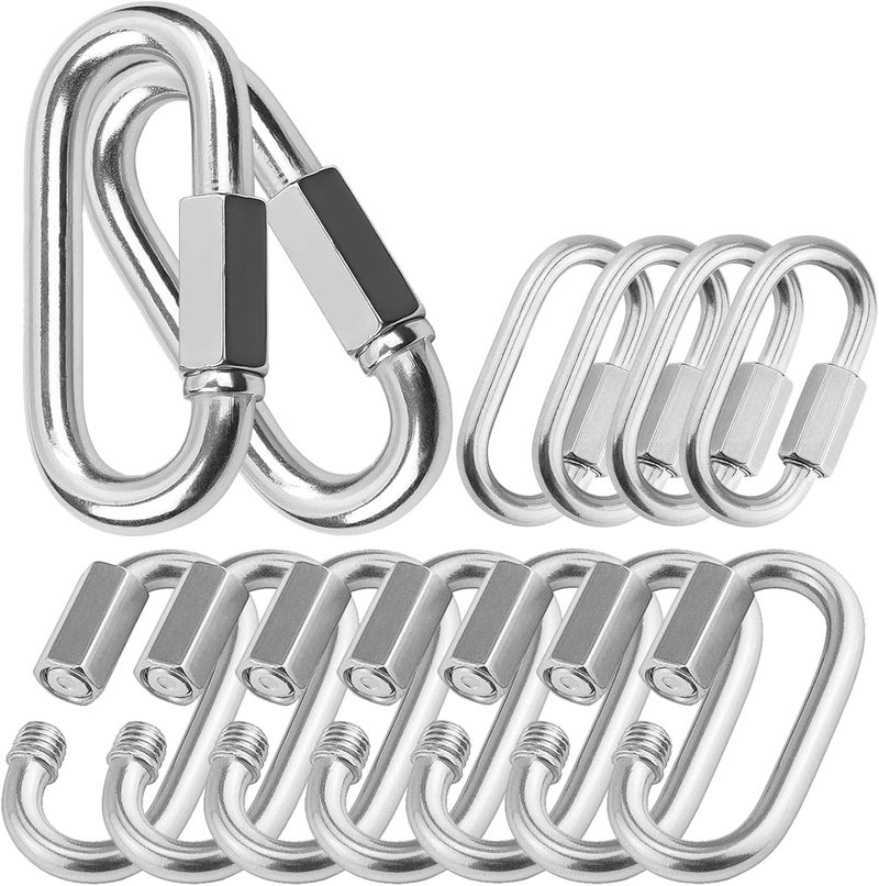 EVANCENT Quick Links, Chain Links Connector, 620lbs Capacity Heavy Duty Carabiner Clips, Galvanized Thread Quick Link Hardware for Safety Chain Swing Gym Hammock, Screw Lock Oval Locking Carabiner - Image 1